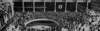 black and white historical image of the opening of chase bank in 1961