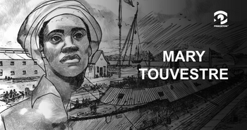 illustration of mary touvestre and a ship in the background