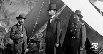 A cropped version of the photo of Pinkerton, Lincoln, and McClernand. Full image below.