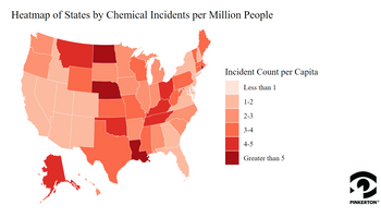 Heatmap of States by Chemical Incidents