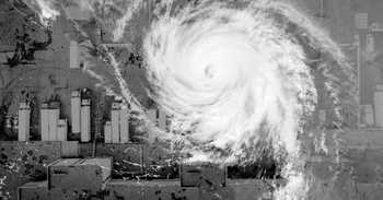 created image of a hurricane overtaking a city