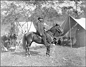 Old photograph of a Allan Pinkerton on horseback