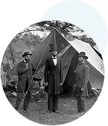 Photograph of Abraham Lincoln standing with Allan...