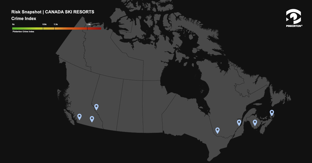 GIF showing crime risk scores for Canadian ski resorts